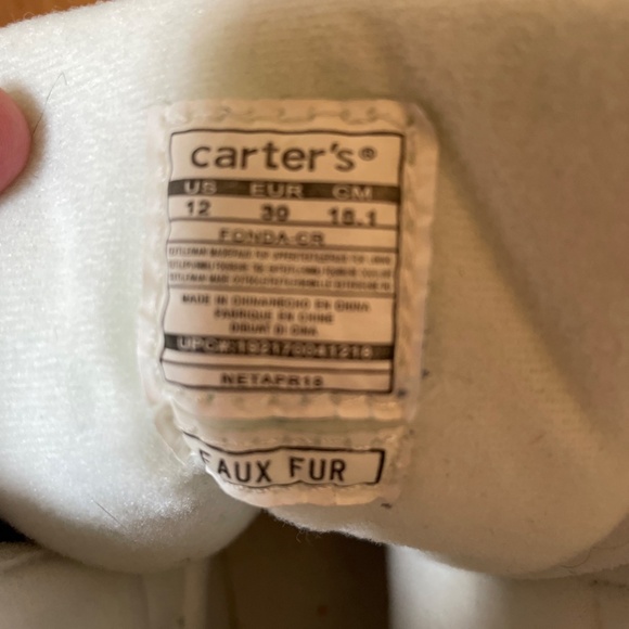 Carters Girls Snow Boots Size 12 Gray/White/Pink Polka Dot Fur Trim - Picture 7 of 8